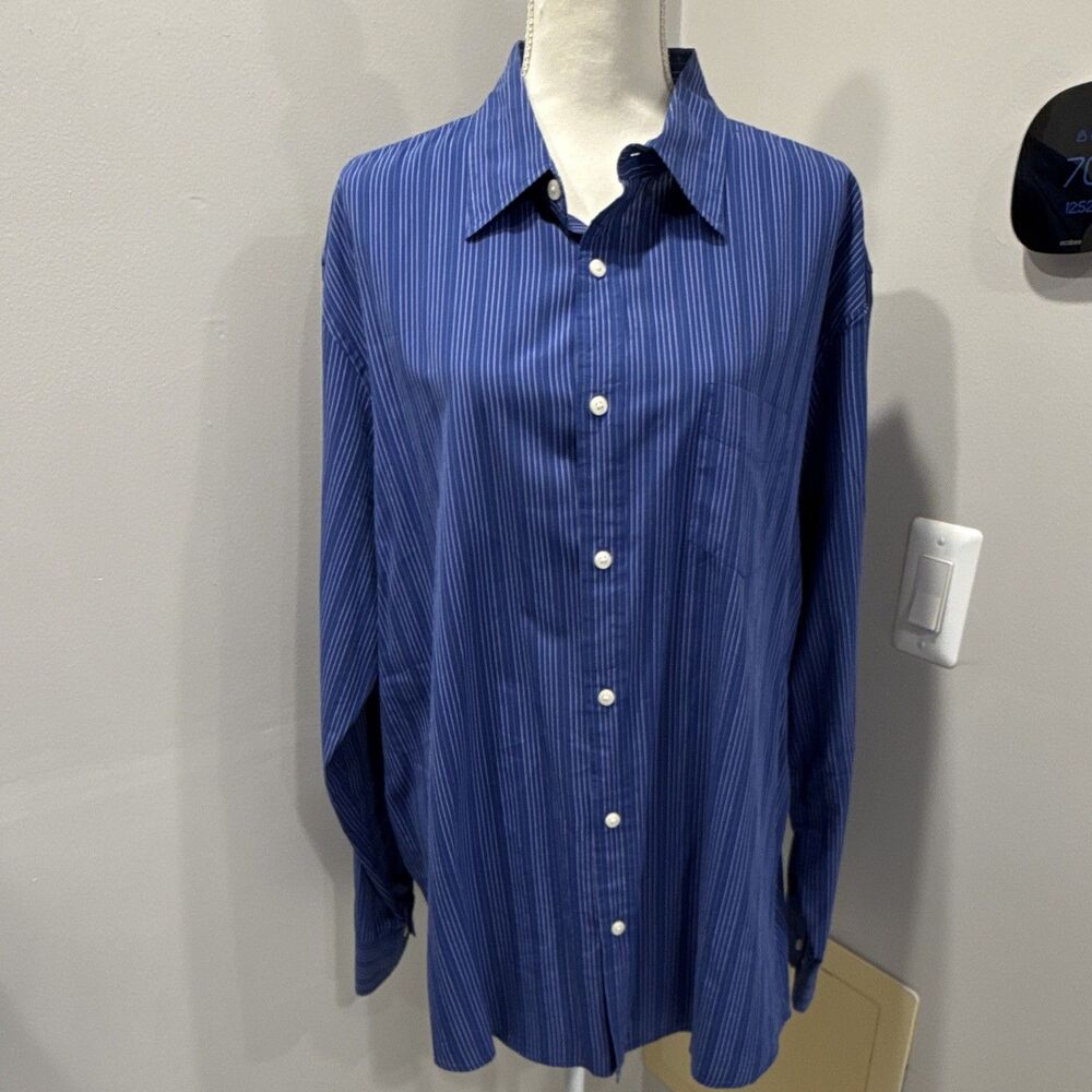 Sonoma Men’s XL Striped Long Sleeve Cotton Button-Up Shirt Point Collar